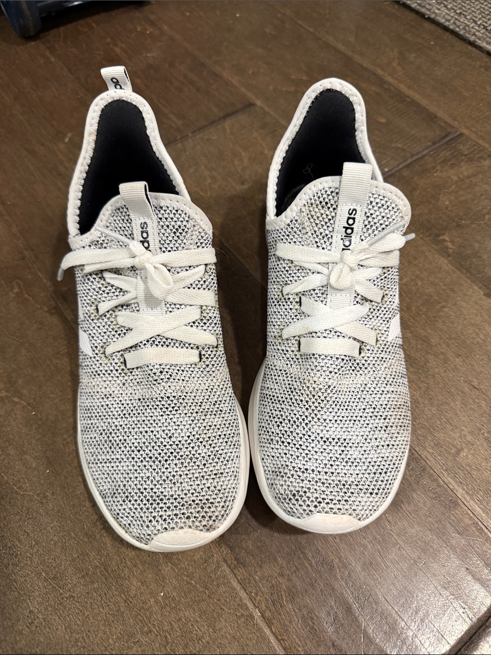adidas Women's White/Gray Knit Lace-Up Athletic Sneakers